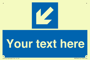 Custom Mandatory directional sign, blue arrow down and left